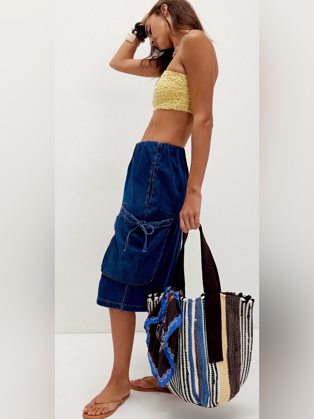 Free People Boho Driftwood Rug Tote Bag in Banana Split